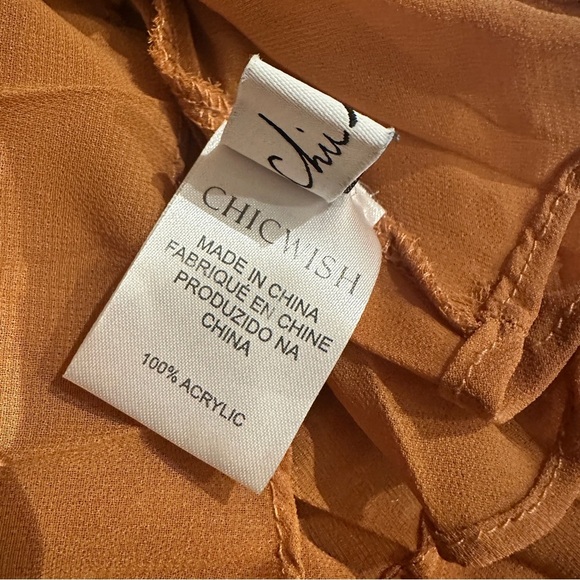 [WOMEN] CHIC WISH Knit Chiffon Dress S/M Caramel Brown Fall - Picture 6 of 10